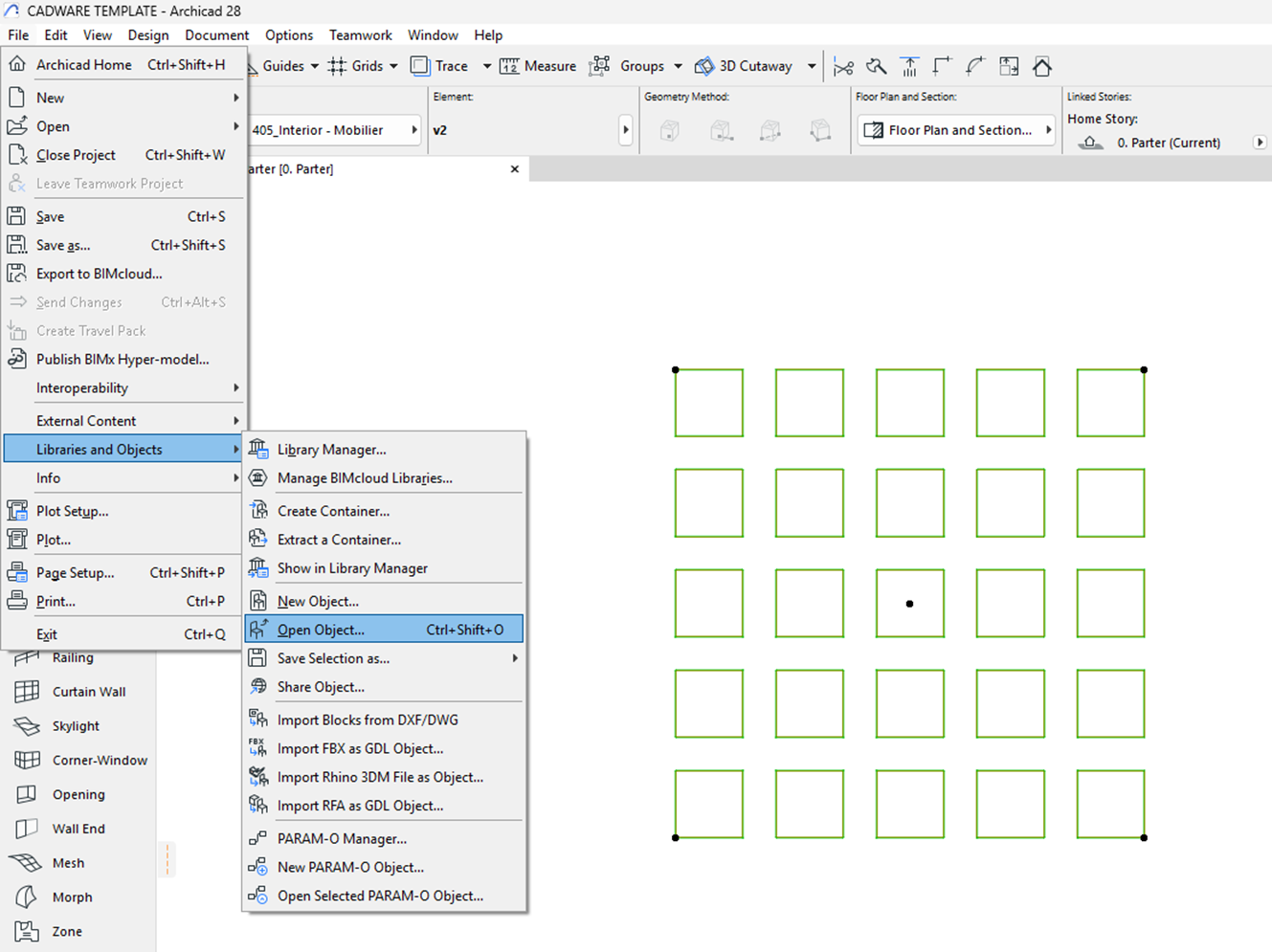 editare obiect archicad