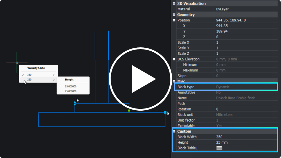 bricscad v26 - blocuri dinamice