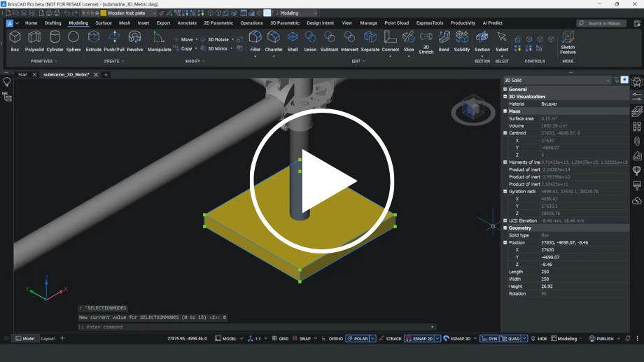 bricscad v26 - proprietati geometrice